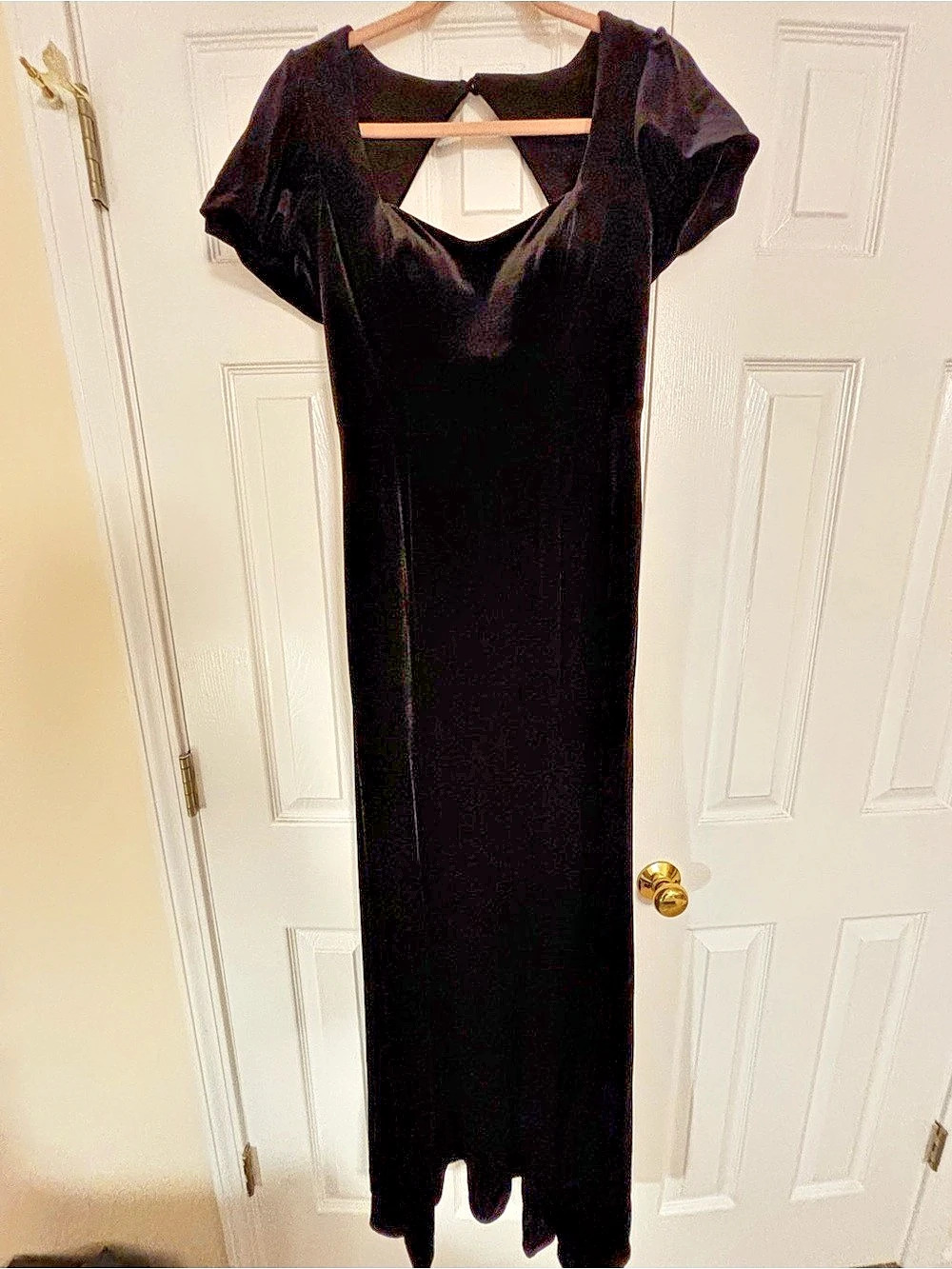 Azazie Lizabet Velvet Maxi Dress in Black Custom Size, about Size 10 see below